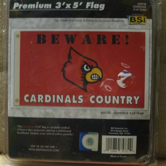 Cardinals 3x5 University of Louisville College Flag - Picture 2 of 9
